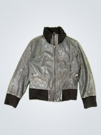 JL Kando Gray Leather Bomber Jacket