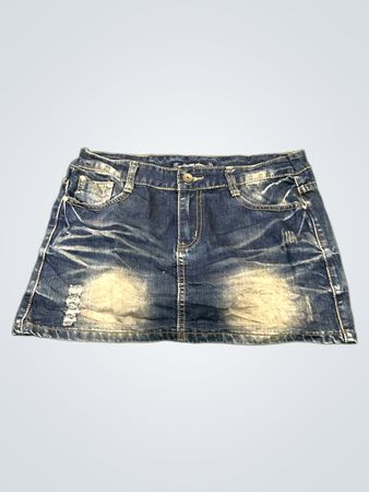 L.A. Bunny Distressed Denim Mini Skirt