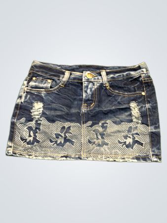 Distressed Denim Mini Skirt