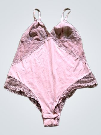 Pink Lace Trim Bodysuit