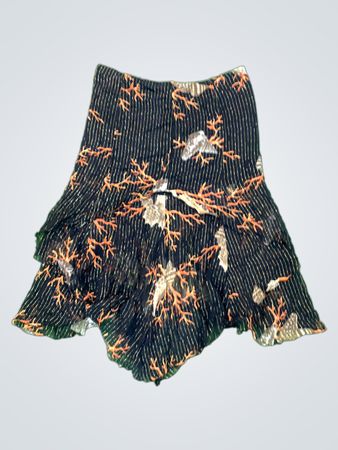 Caterina Leman Black Shorts with Orange and White Pattern