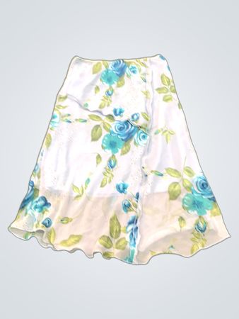 United Colors of Benetton Blue Floral Print Skirt
