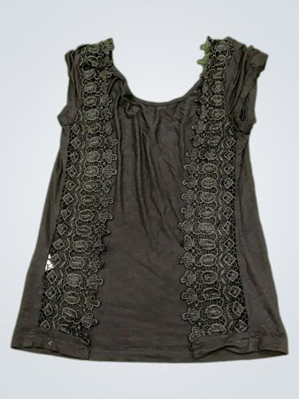 Black Sleeveless Top with Lace Details