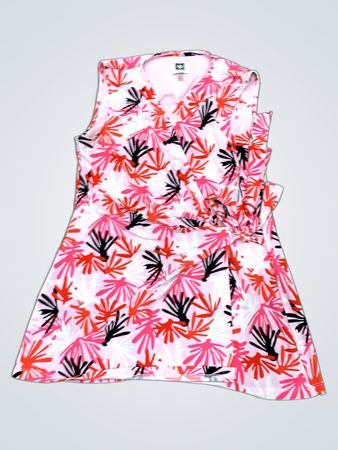 Anne Klein Pink Printed Sleeveless Polo Shirt