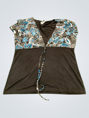 Daniel Laurent Black Top with Floral Accents