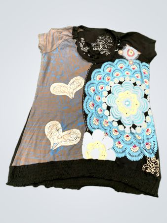 Black Sleeveless Top with White Graphics