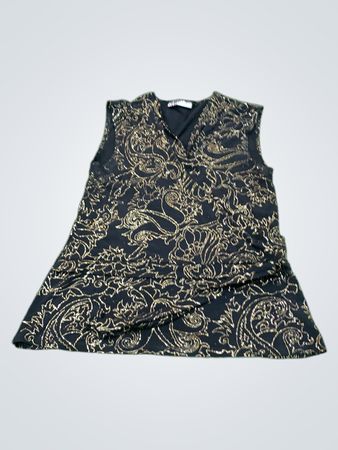 Black and Gold Floral Sleeveless Dress