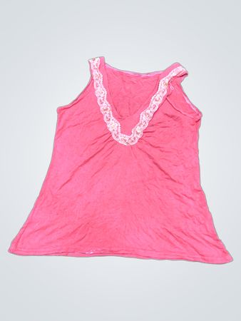 Pink Tank Top with Lace Trim
