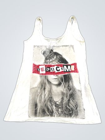White Tank Top with Seduce Me Graphic