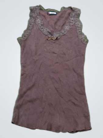 Brown Lace-Trimmed Top