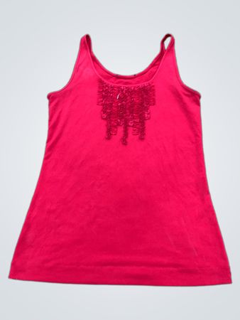 Red Lace Trim Tank Top