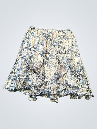 Blue Floral Ruffled Skirt