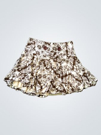Brown and White Floral Skirt