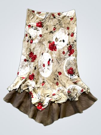 PEGGA Floral Skull Print Ruffle Mini Skirt