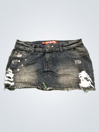 Distressed Denim Skirt