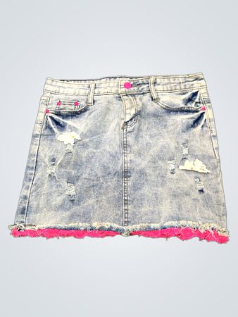 Denim Skirt with Pink Trim