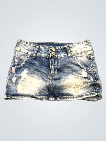 Distressed Denim Skirt