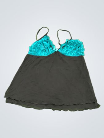 Delicates Black Turquoise Lace Cami Top XL
