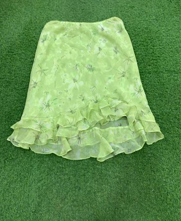 Lime Green Floral Skirt