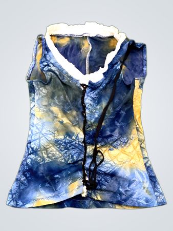 Blue and Yellow Tie-Dye Sleeveless Top