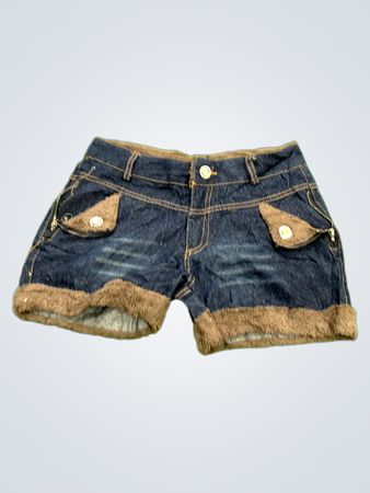 Denim Shorts with Brown Trim