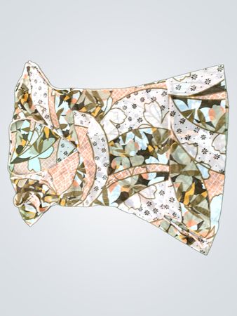 Sheer Mesh Scarf with Floral Print