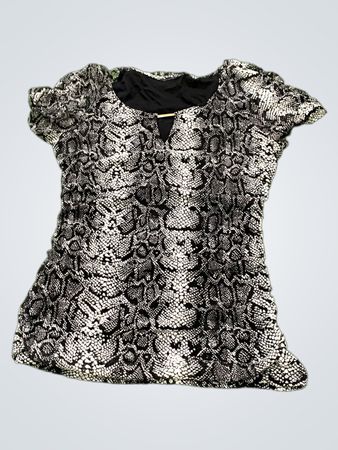 Black and White Snakeskin-patterned Top