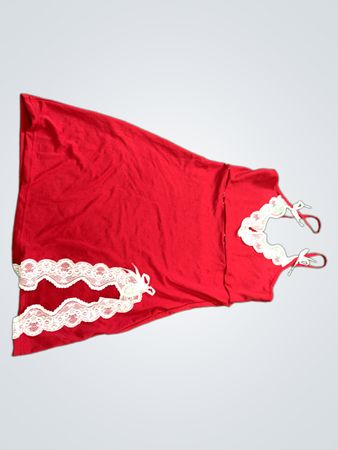 Red Babydoll Chemise with Lace Trim