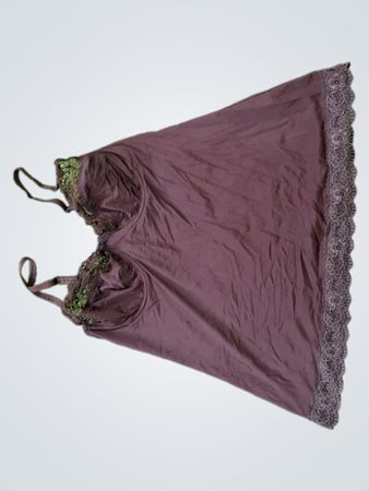 Brown Lace Trim Cami Top