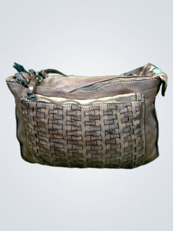 Brown Leather Woven Bag