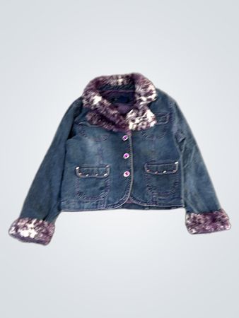 Squeeze Girls Denim Jacket with Faux Fur Trim
