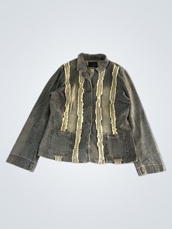 Denim Jacket with Ruffle Detail