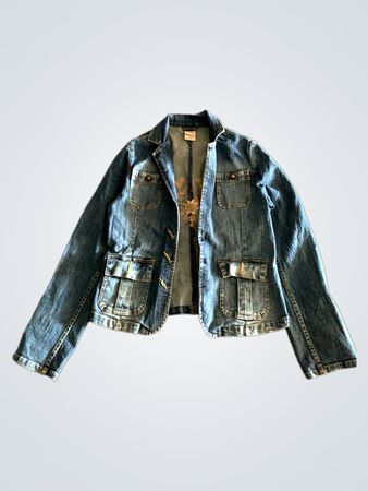 Faded Glory Denim Jacket with Embellished Back