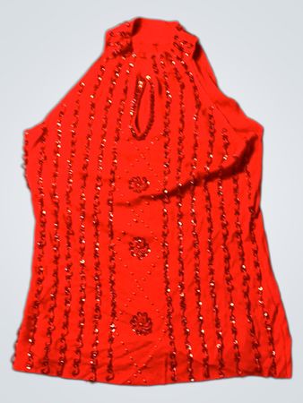 Red Embellished Halter Top