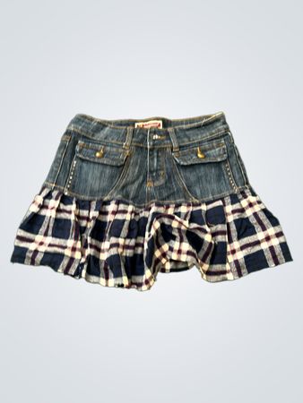 Boqilun Jeans Denim und karierter Rock