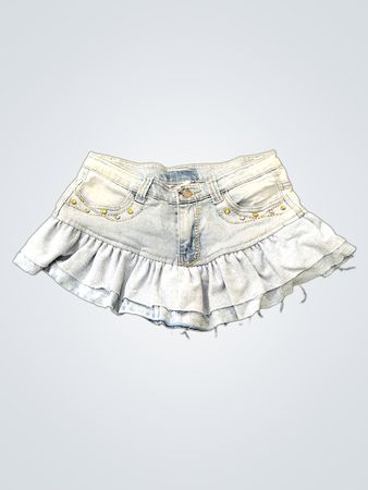 357 Denim Rüschens Minirock Größe 28
