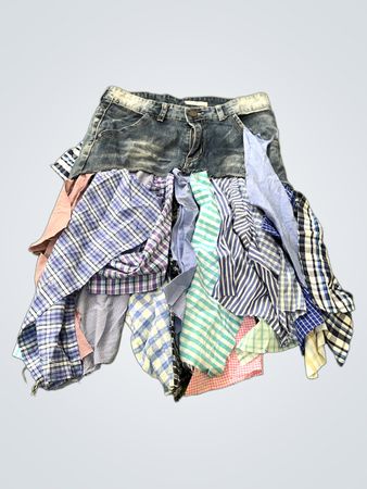 Denimrock mit Patchwork aus Karoshirts