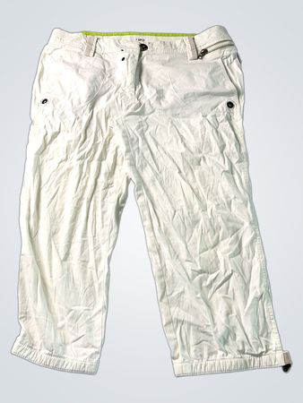 White Cropped Cargo Pants with Zipper Pockets