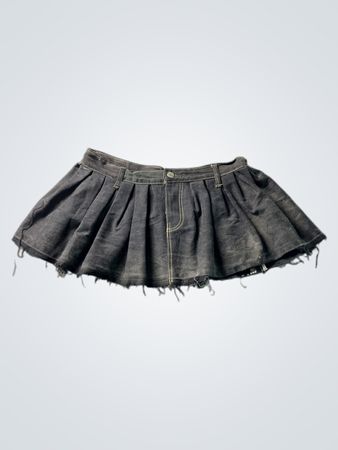 Jeans Faltenrock mit rohem Saum