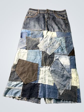 Promod Patchwork Denim Maxi Rock