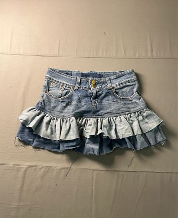 Denim-Rüschensamtrock
