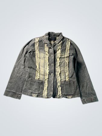 Denim Jacket with Ruffle Detail