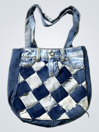 Guess Denim Patchwork Tote Bag