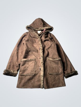 St. John's Bay Brown Hooded Faux Fur Trim Jacket