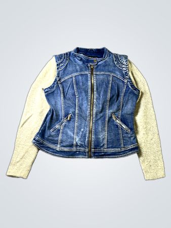 COALITION Denim Jacket with Sweater Sleeves