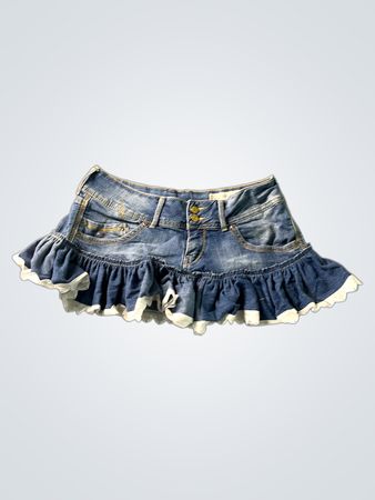 Denim-Rüschenshirt