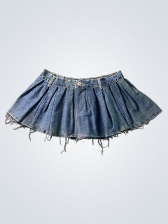 Denim Faltenrock Mini