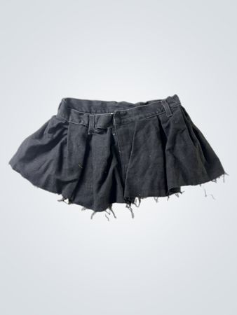 Schwarzer Denim Faltenrock
