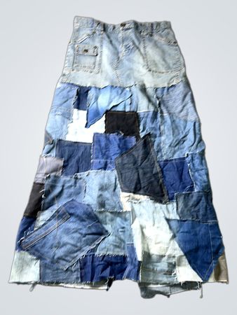 Express Patchwork Denim Maxi-Rock