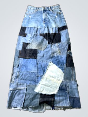 Bershka Patchwork Denim Maxi Rock